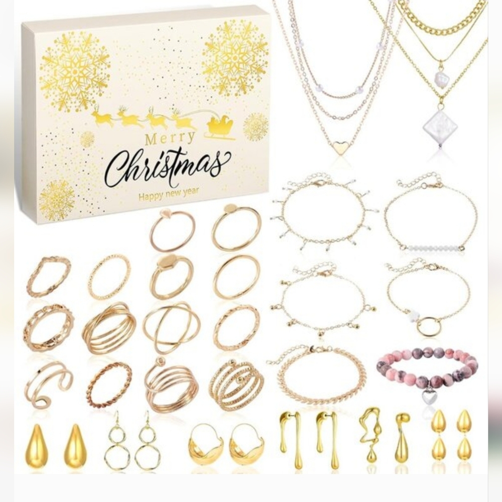 Jewelry Advent Calendar 24 Days Christmas Countdown Earrings Braclates Necklaces